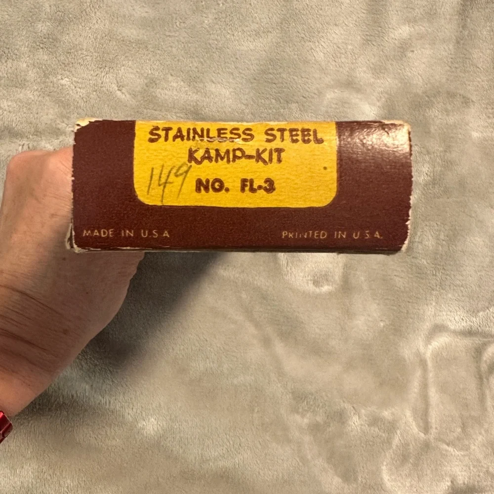 Vintage Stainless Steel Kamp-Kit With‎ Vinyl Carry Case and box, Collectible